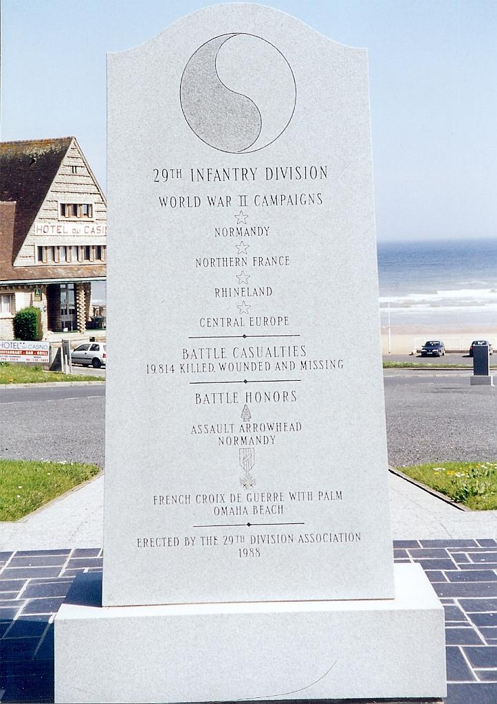 Omaha Beach 29th Division monument