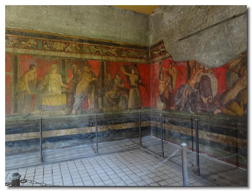 Villa dei Misterie - scenes show the mysterious rites of the cult of Dionysis